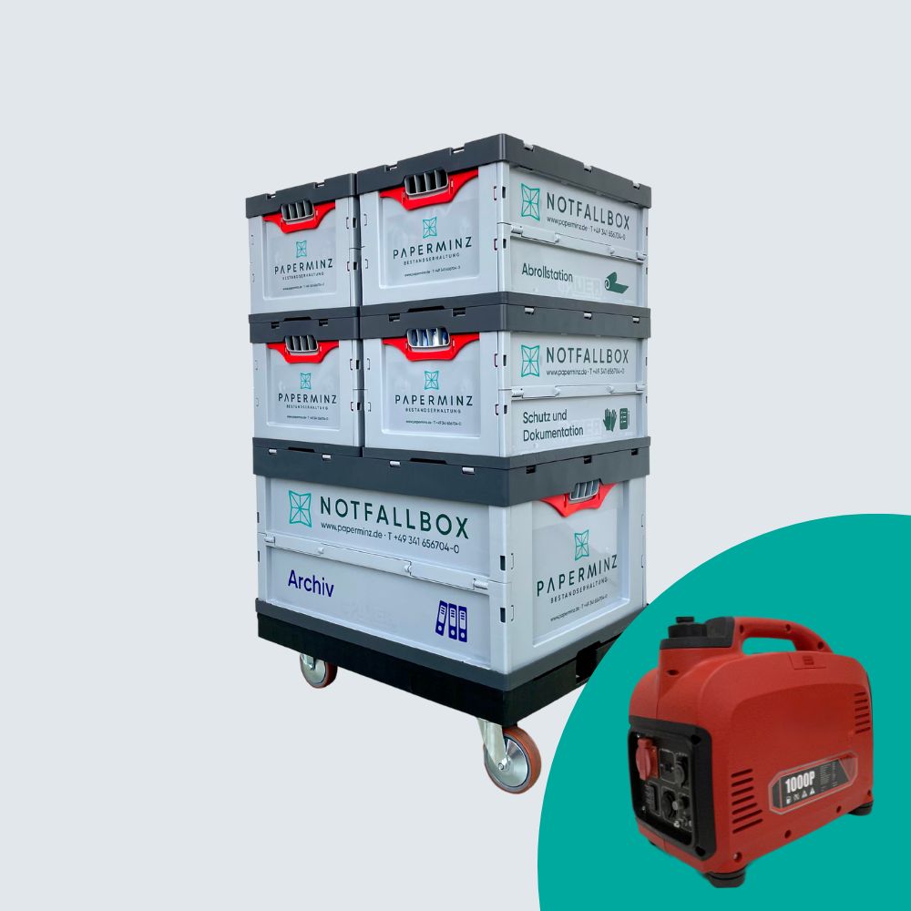 Notfallbox "Archiv" mit Notstrom-Generator