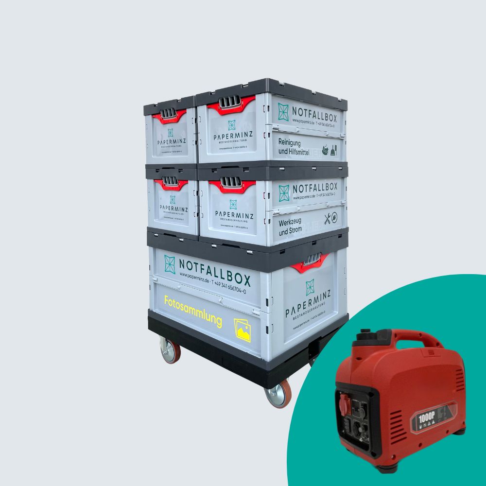 Notfallbox "Fotosammlung" mit Notstrom-Generator